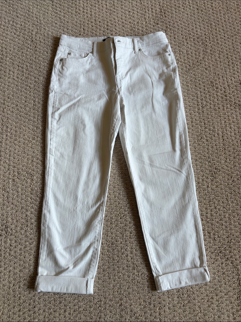Gloria Vanderbilt White Boyfriend Jeans - Rolled Hem